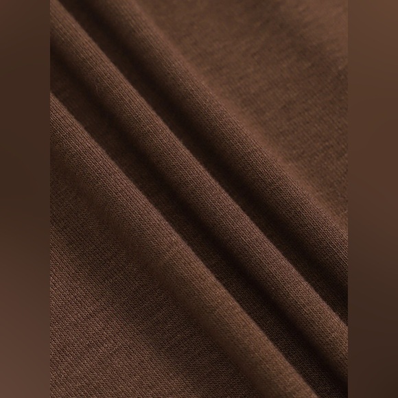 NWT RIHOAS Women's Coffee Ruched Knitted Slip Midi Dress Sz L - Picture 7 of 8